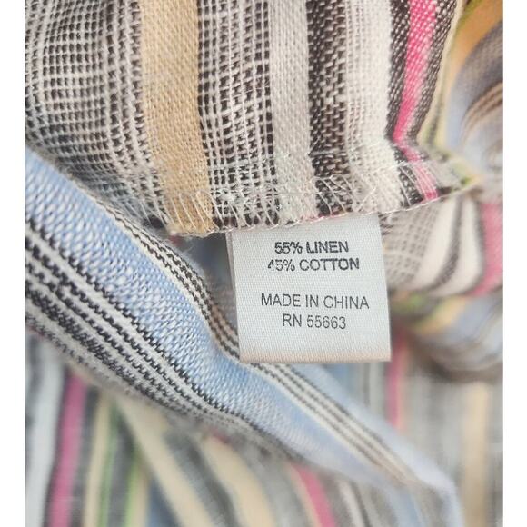 For Cynthia dress sz small linen blend multi color striped pockets lagenlook - Picture 4 of 10